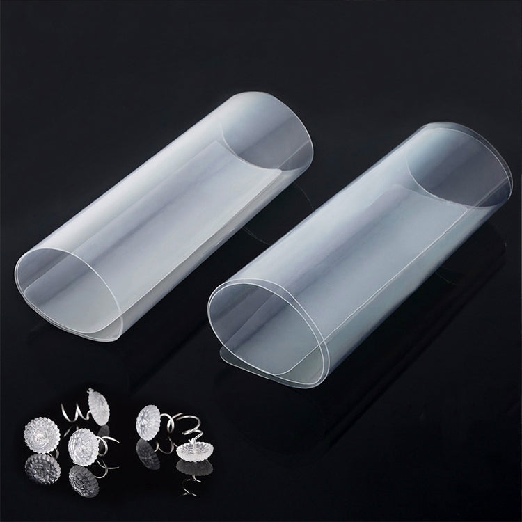 Two clear flexible PVC anti-scratch stickers, rolled with rounded ends