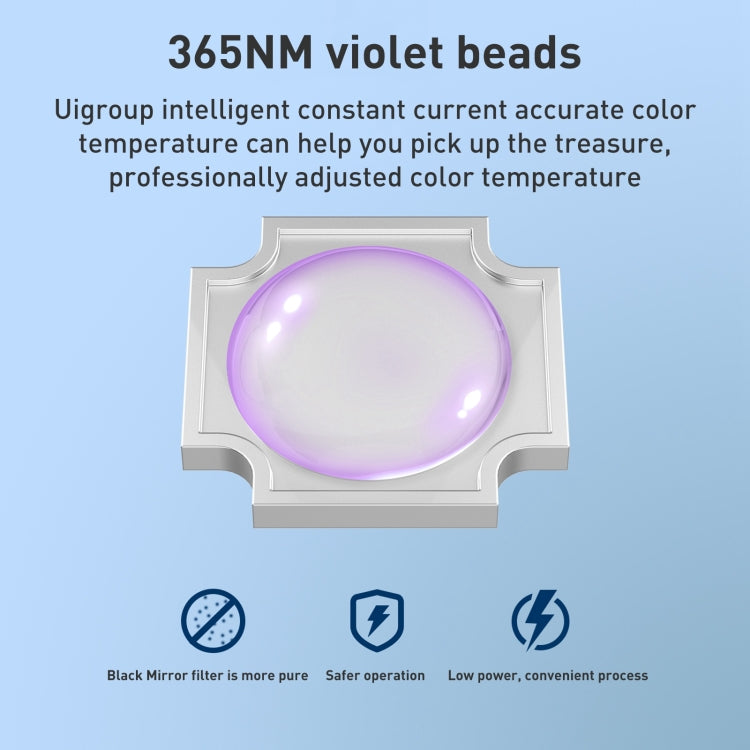 N11 device showing violet light bead lens inside a white module, close-up detail