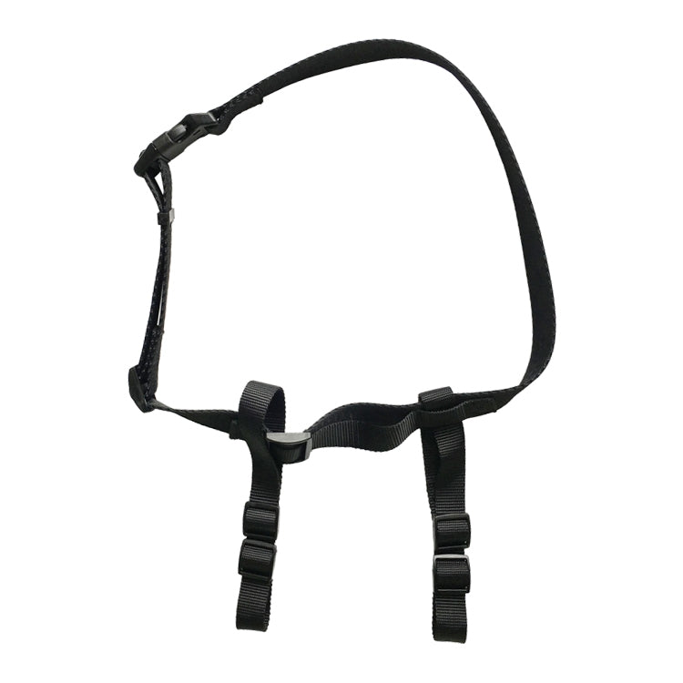 Black cattle collar harness with adjustable buckles and front device mount