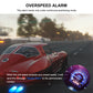 Overspeed alarm feature for GPS tracker shown with car speed alert graphic