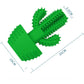 Green cactus toothbrush-style dog dental toy with raised spike pads, side view