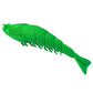 Green fish-shaped cat teether toy with raised nubs and row of chew prongs