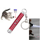 Red LED laser pen with keychain ring, projecting a small red dot for cats.