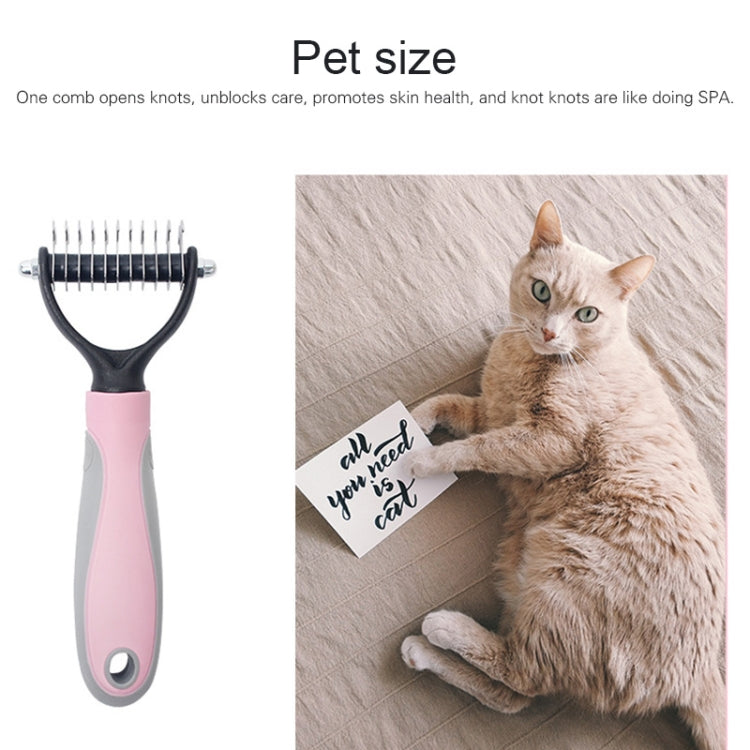 Dog grooming comb with stainless steel teeth and pink handle