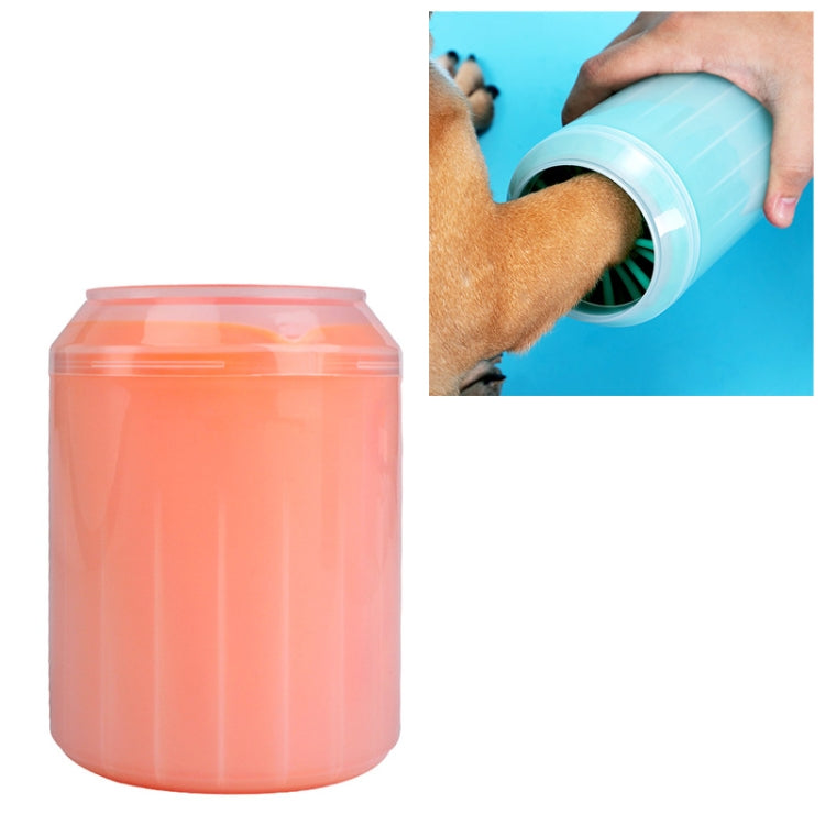 Orange silicone pet foot cleaning cup, large size, translucent body