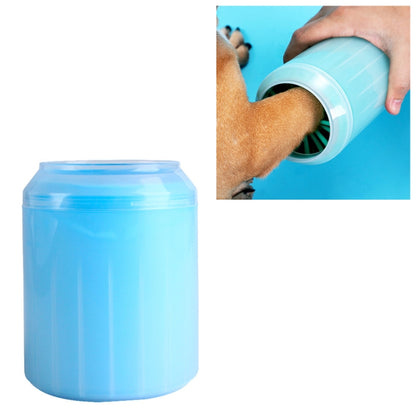 Blue silicone pet foot cleaning cup, large size, translucent body