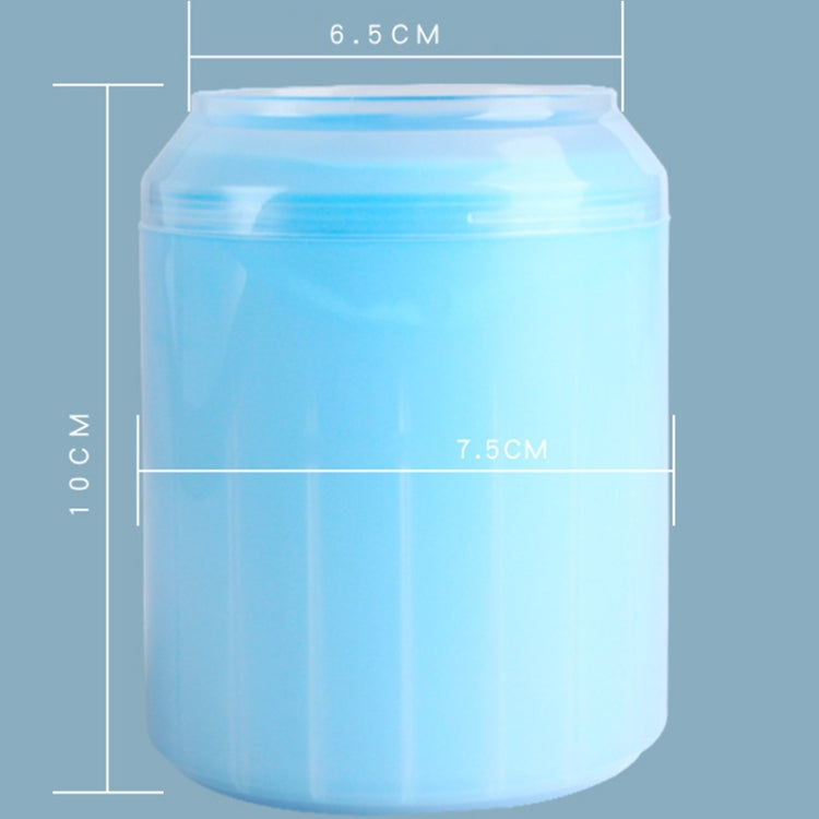 Blue large silicone foot cleaning cup with size measurements