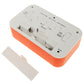 Orange and white multi-function alarm clock rear battery compartment with terminals