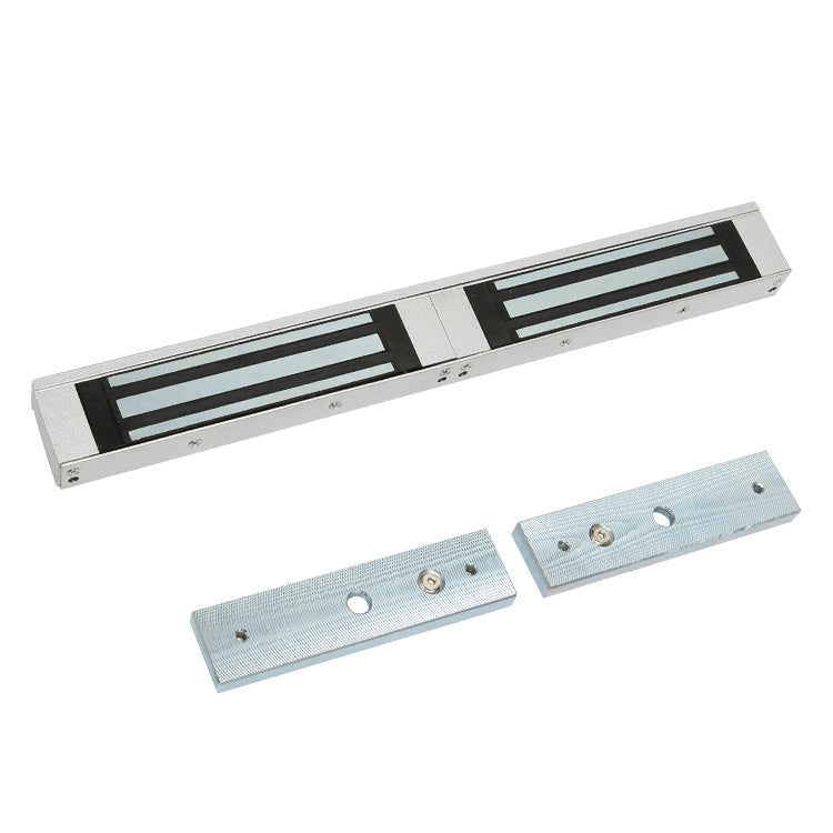 Double door magnetic lock with aluminum bar and mounting plates