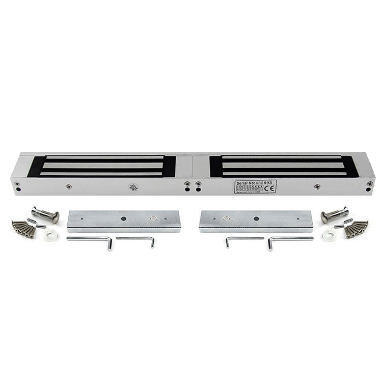Double door magnetic lock kit with mounting hardware and screws