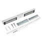 Magnetic lock kit with mounting bars, screws, bolts, and hex key