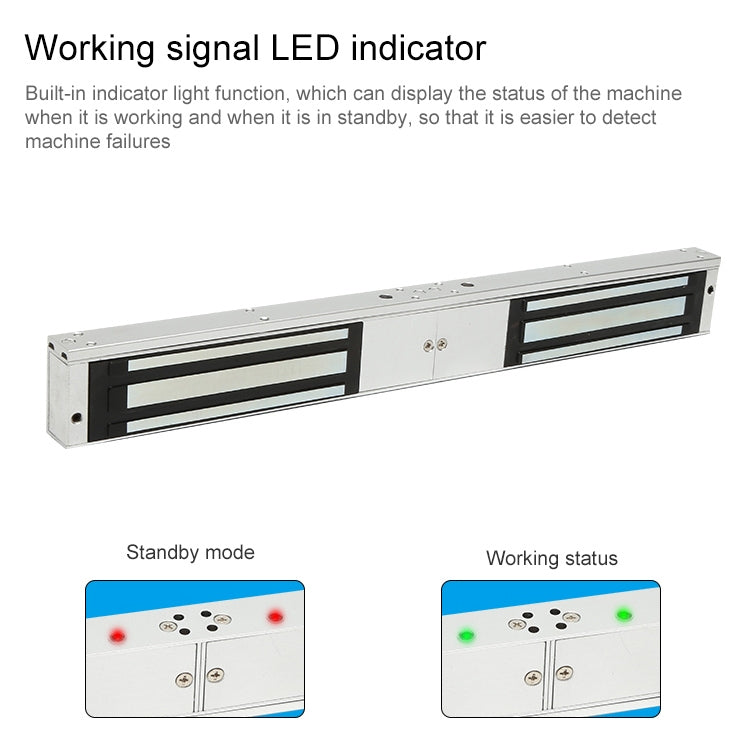 Magnetic lock with LED signal indicator and control panel on the housing