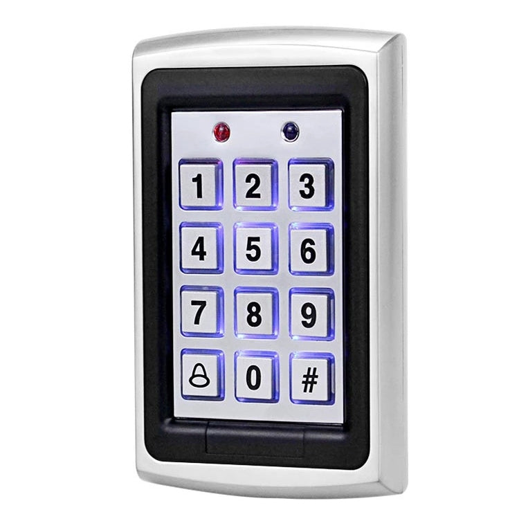 Stainless steel keypad access control unit with illuminated number keys 0-9 and #