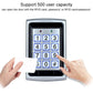 Keypad access control with hands presenting an RFID card toward the number keypad