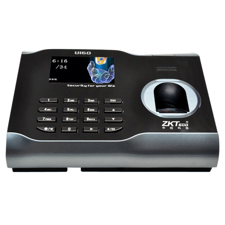 Black ZKTeco U160 fingerprint time attendance terminal with color display and keypad