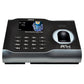 Black time attendance fingerprint terminal with round sensor and numeric keypad