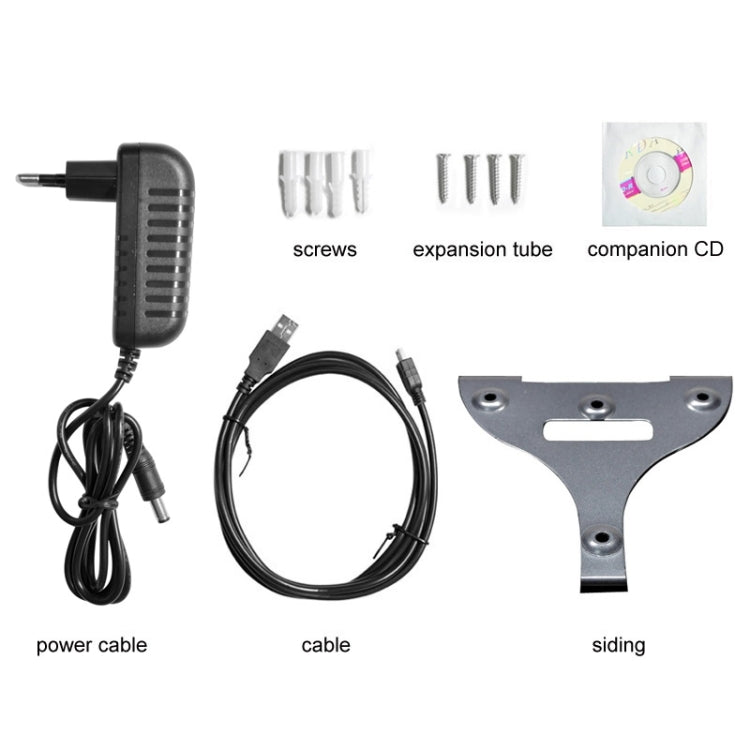 Time attendance clock installation accessories set: power cable, USB cable, screws, bracket
