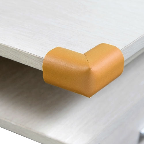 Yellow foam table corner guard protector, rounded L-shape pad for edge protection