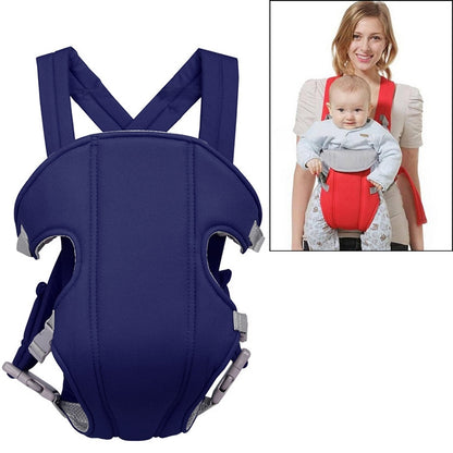 Blue multiposition baby carrier backpack with padded headrest and adjustable shoulder straps