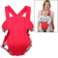Red multiposition baby carrier backpack with padded back panel and adjustable shoulder straps