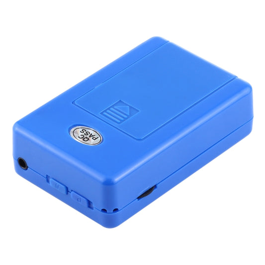 Blue enuresis alarm with side ports and back label