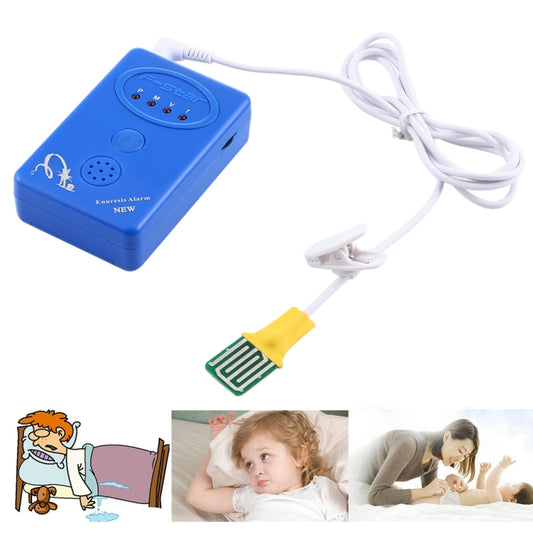 Blue enuresis alarm device with wired sensor and clamp