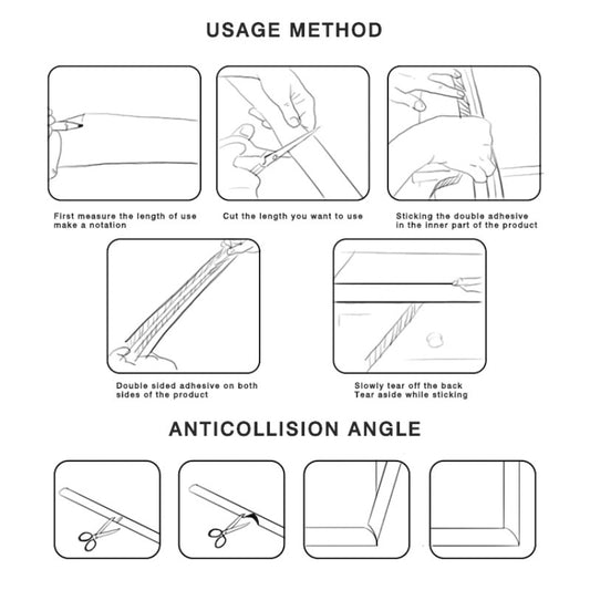 Baby edge cushion foam with self-adhesive tape, step-by-step installation diagram