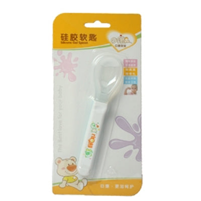 Baby silicone gel spoon blister pack with one spoon inside