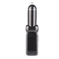 Black car Bluetooth FM transmitter plug with glossy metal ring and compact body