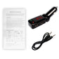Bluetooth car kit with FM transmitter, USB ports, and included manual and cable