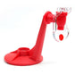 Red fizz dispenser stand with clear dispensing nozzle and front spout opening