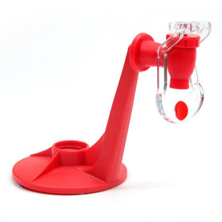 Red fizz dispenser stand with clear dispensing nozzle and front spout opening