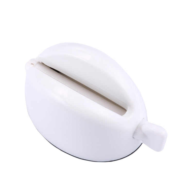 White toothpaste extrusion device with oval top slot and side lever handle