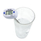 Digital thermometer LCD on mug rim with long metal probe
