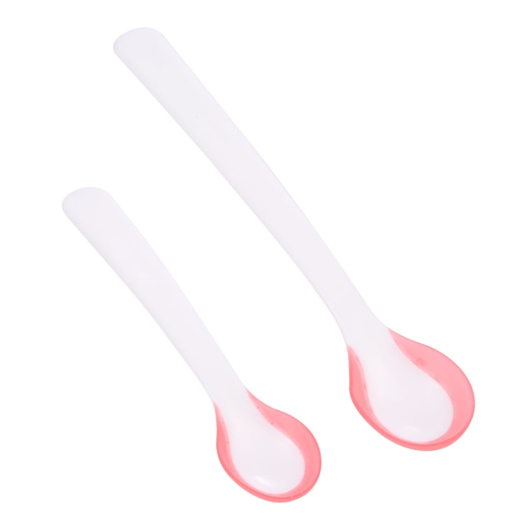 Pair of temperature sensor spoons with white handles and pink sensor bowls