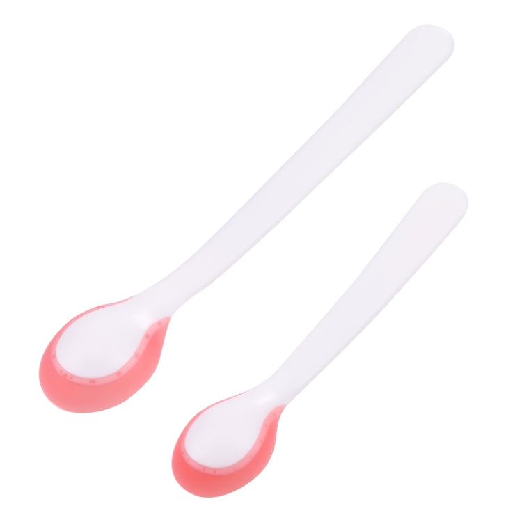 Set of two temperature sensor spoons, white with pink oval sensor ends