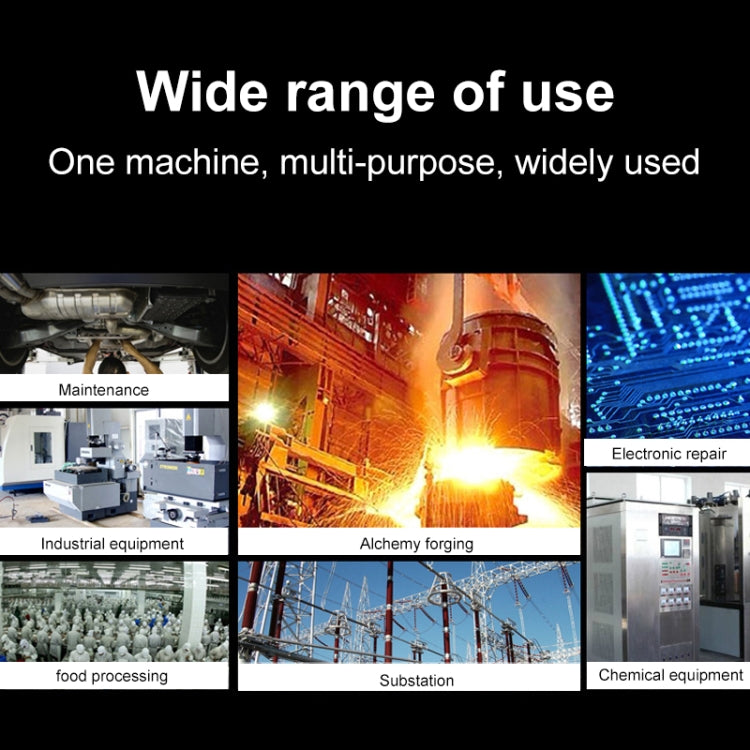 Infrared thermometer wide-range use collage with industrial and home scenes