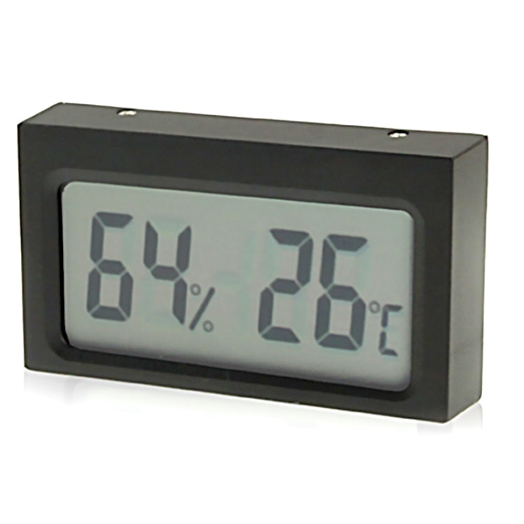 Black mini digital thermometer humidity monitor with LCD showing % and °F readings