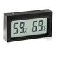 Black mini digital thermometer humidity monitor front view showing LCD % and °F