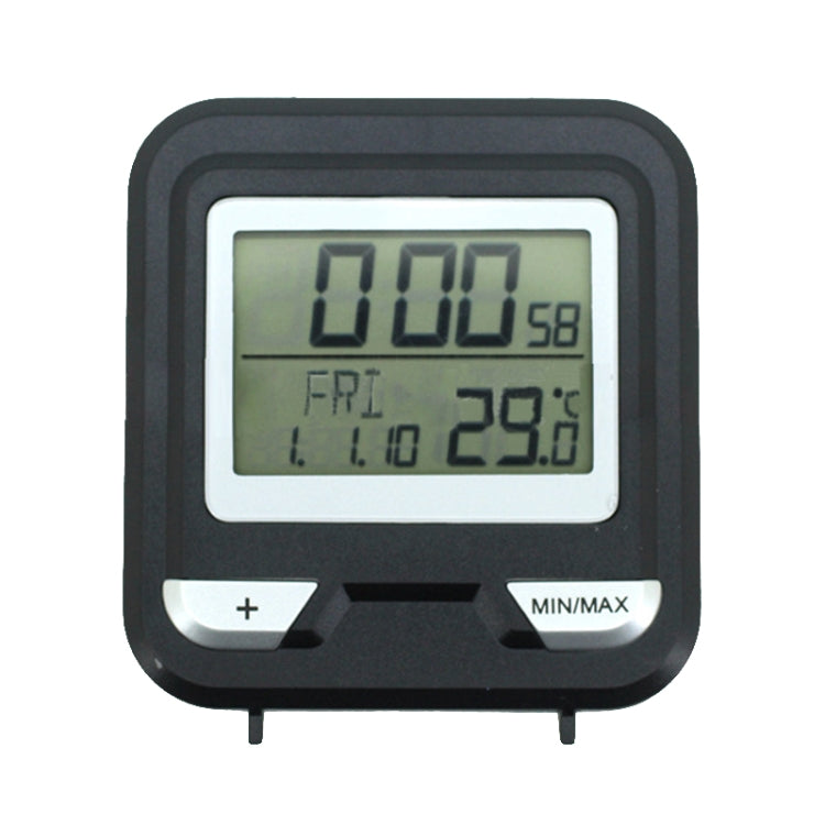 Black digital thermometer with LCD screen, MIN/MAX and temperature buttons