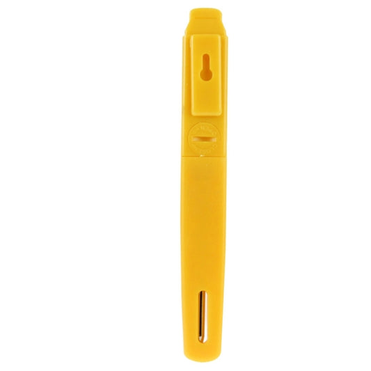 Yellow LCD digital food thermometer with rear side and hanging hole
