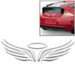 3D car sticker with white angel wings and center ring, wide multi-layer design