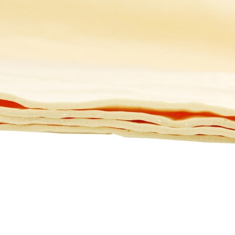 Car wash chamois towel, light beige cross-section showing layered absorbent fabric