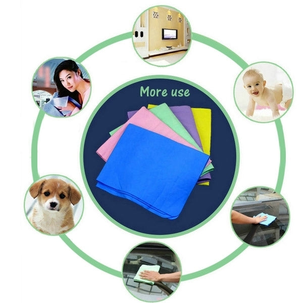 Car wash chamois towel bundle, multicolor folded cloths in a circular layout