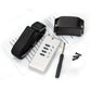 Dog training remote kit with white handset, black strap, receiver, and accessories