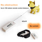 White handheld dog training remote with long antenna and black collar receiver