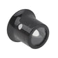 Black loupe magnifier with circular lens, angled side view