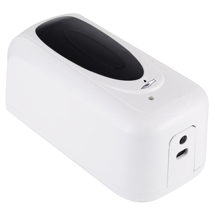 Angle view of white touchless liquid soap dispenser with dark top sensor area