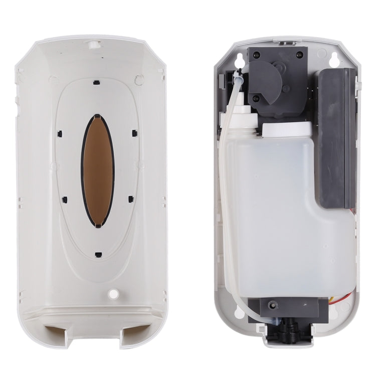 White touchless liquid soap dispenser open view with inner pump module visible