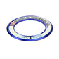 Blue aluminum ignition key ring with ACC and LOCK markings, round bezel